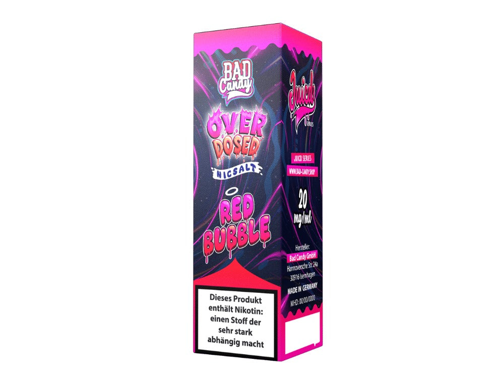 Bad Candy Liquids Juicd Nikotinsalz Liquid Red Bubble 10ml mit Frucht-Kaugummi Aroma und Kühle