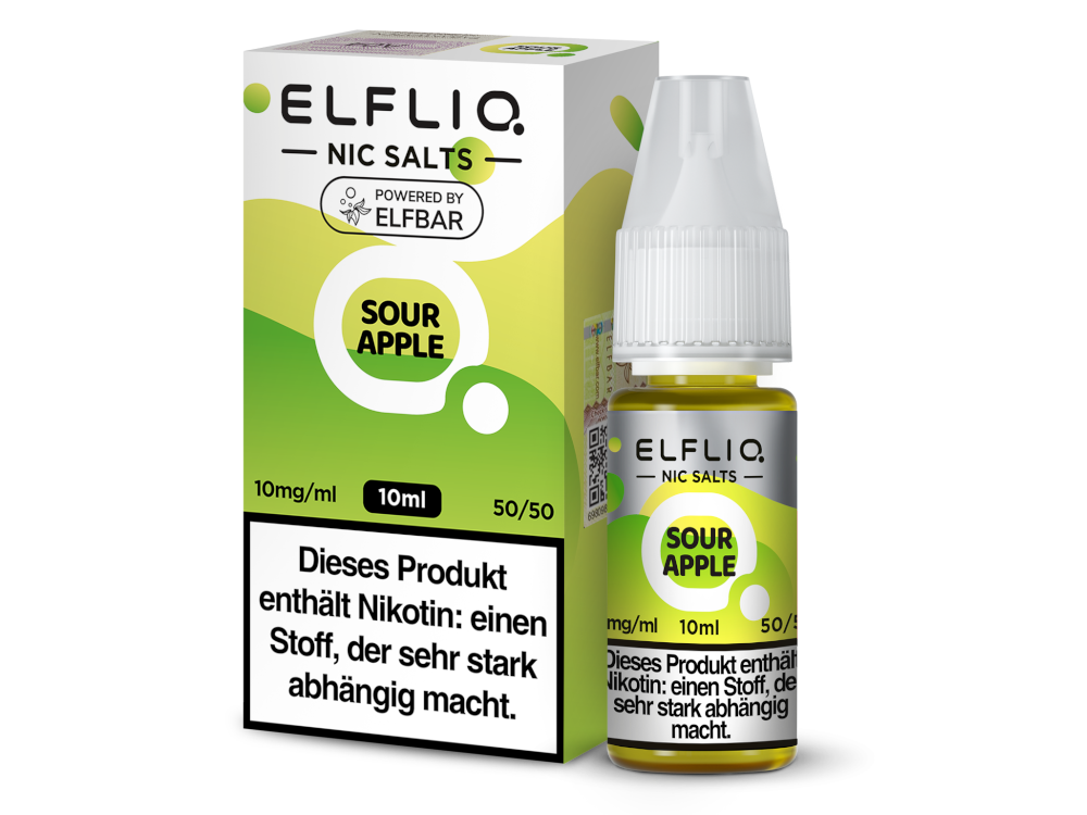 ELFLIQ Sour Apple Nikotinsalz Liquid 20 mg/ml – Intensiver Geschmack nach saurem Apfel