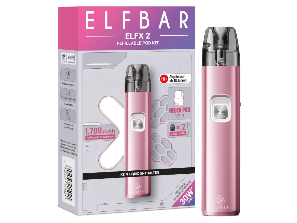 Elfbar ELFX 2 E-Zigaretten Set – 30W Pod System mit 1700 mAh Akku