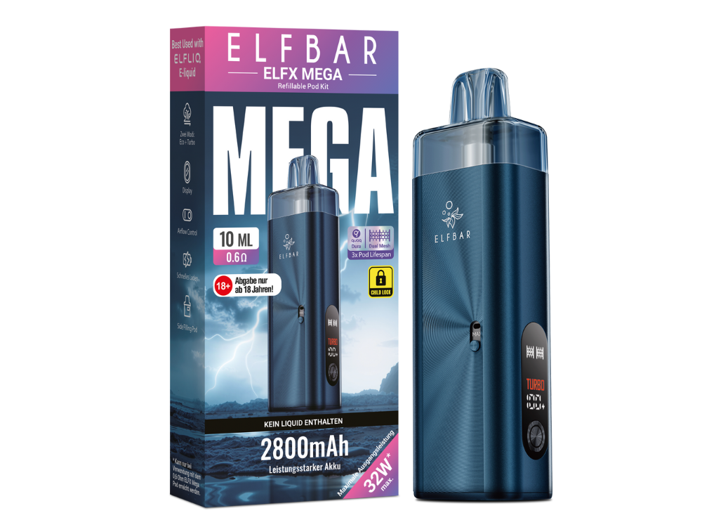 Elfbar ELFX Mega Pod Kit – E-Zigaretten Set mit 2800 mAh Akku und 10 ml Tank