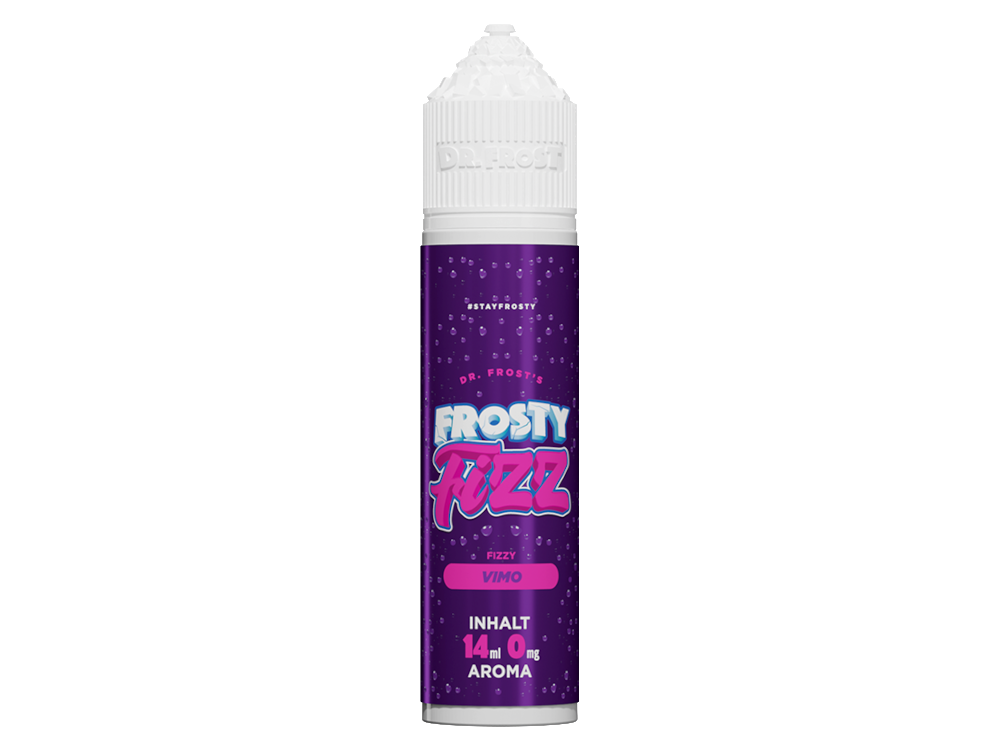 Dr. Frost Frosty Fizz Aroma Vimo 14ml - Details der Verpackung und Anwendungshinweise für ein hochkonzentriertes E-Liquid Aroma.