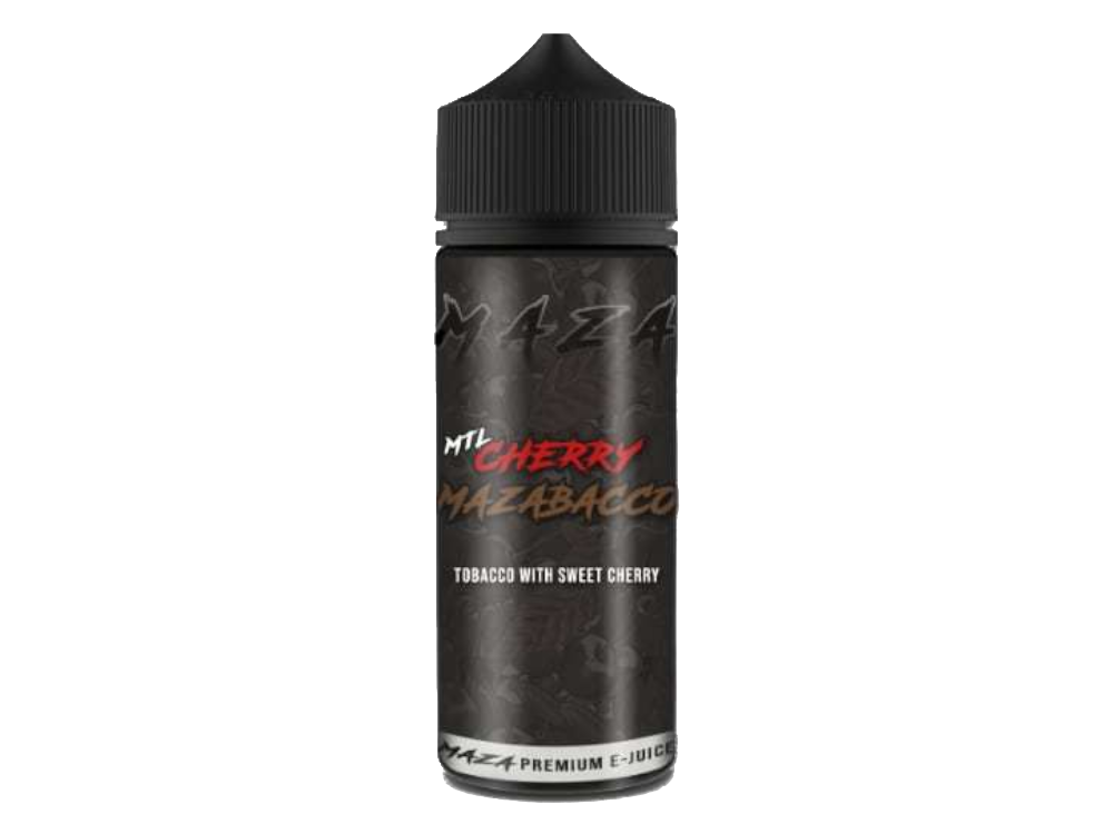 120 ml Liquidflasche mit 10 ml MaZa Longfills Cherry Mazabacco Aroma Concentrate in ansprechender Verpackung.