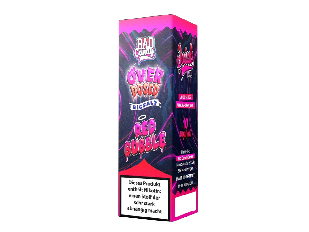 Bad Candy Liquids Juicd Nikotinsalz Liquid Red Bubble 10ml mit Frucht-Kaugummi Aroma und Kühle