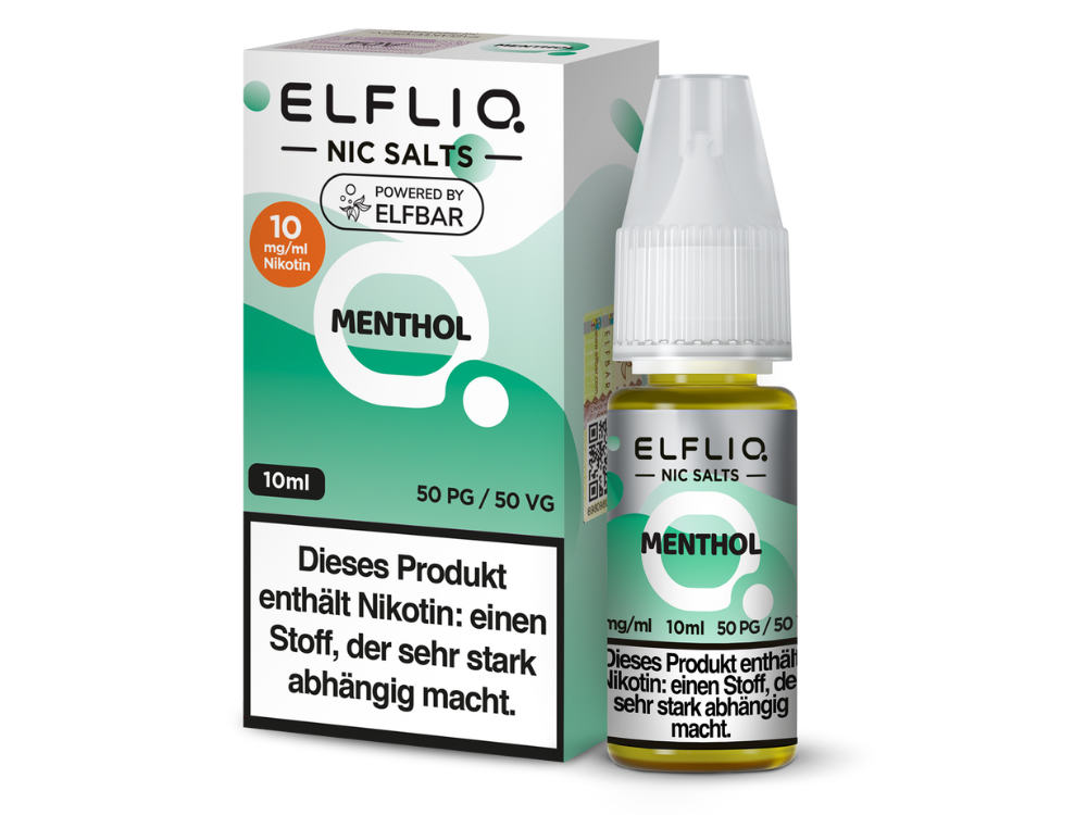 ELFLIQ Menthol Nikotinsalz Liquid in einer 10 ml Flasche - Hochwertiges E-Liquid mit 10 mg/ml oder 20 mg/ml Nikotin und erfrischendem Mentholgeschmack.
