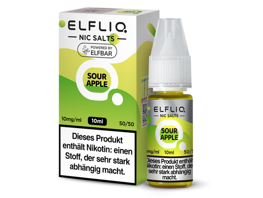 ELFLIQ Sour Apple Nikotinsalz Liquid 20 mg/ml – Intensiver Geschmack nach saurem Apfel
