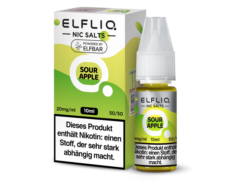 ELFLIQ Sour Apple Nikotinsalz Liquid 20 mg/ml – Intensiver Geschmack nach saurem Apfel