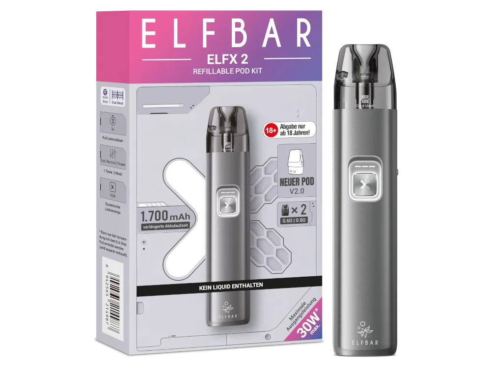 Elfbar ELFX 2 E-Zigaretten Set – 30W Pod System mit 1700 mAh Akku