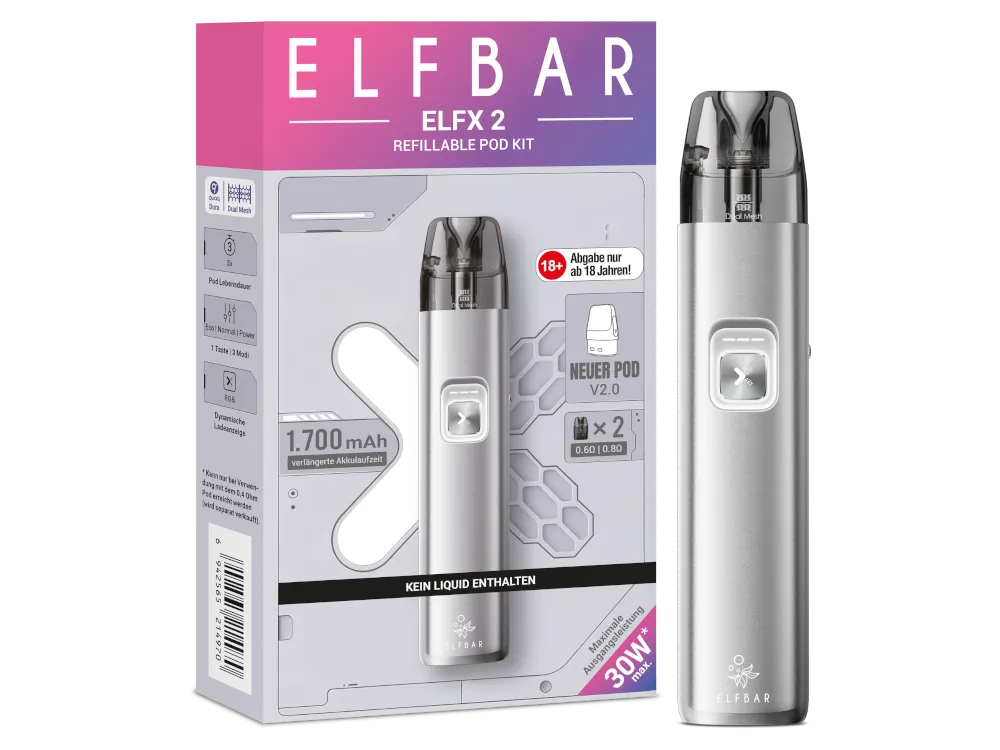 Elfbar ELFX 2 E-Zigaretten Set – 30W Pod System mit 1700 mAh Akku