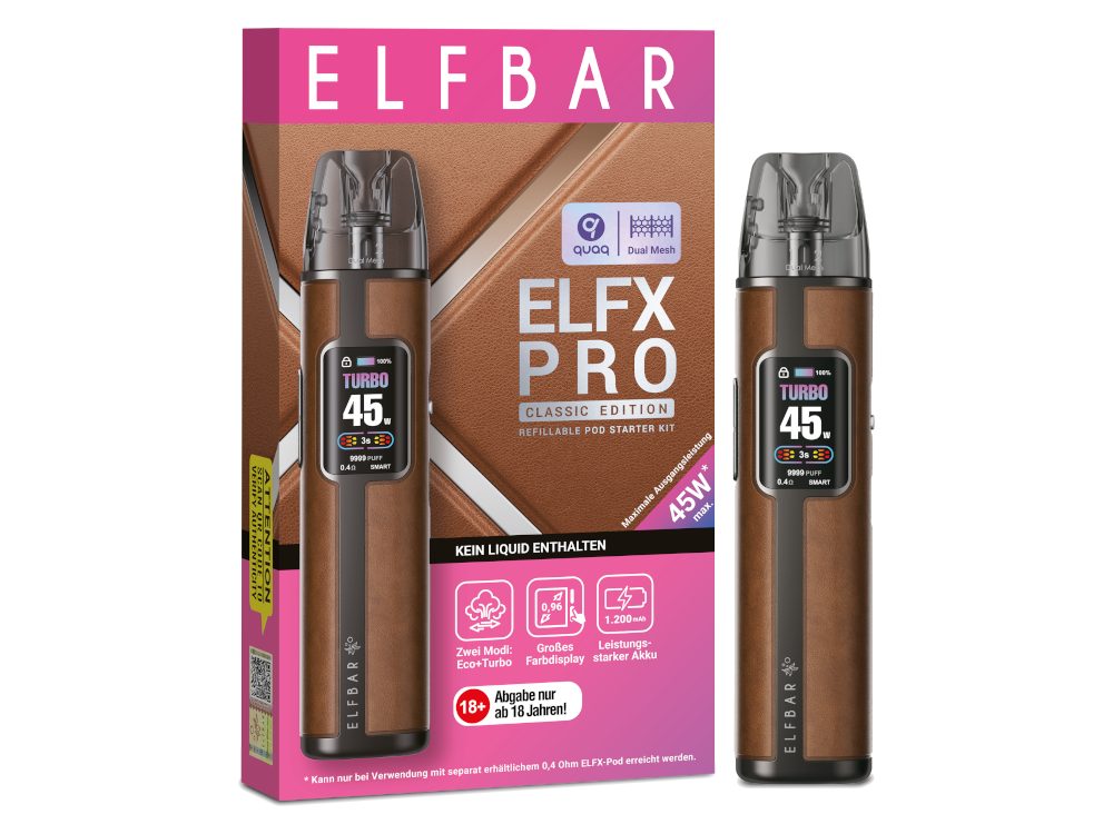 Elfbar - Elfx Pro E-Zigaretten Set mit 1200 mAh Akku, USB-C, Airflow & Top-Filling