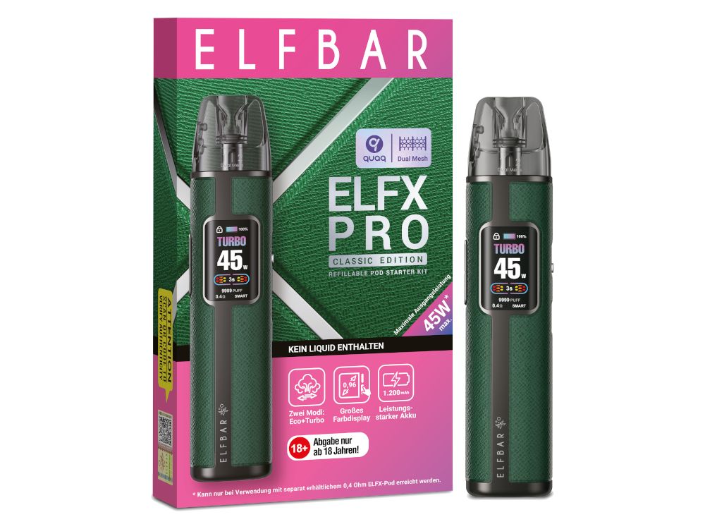 Elfbar - Elfx Pro E-Zigaretten Set mit 1200 mAh Akku, USB-C, Airflow & Top-Filling