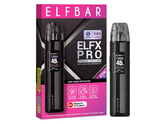 Elfbar - Elfx Pro E-Zigaretten Set mit 1200 mAh Akku, USB-C, Airflow & Top-Filling
