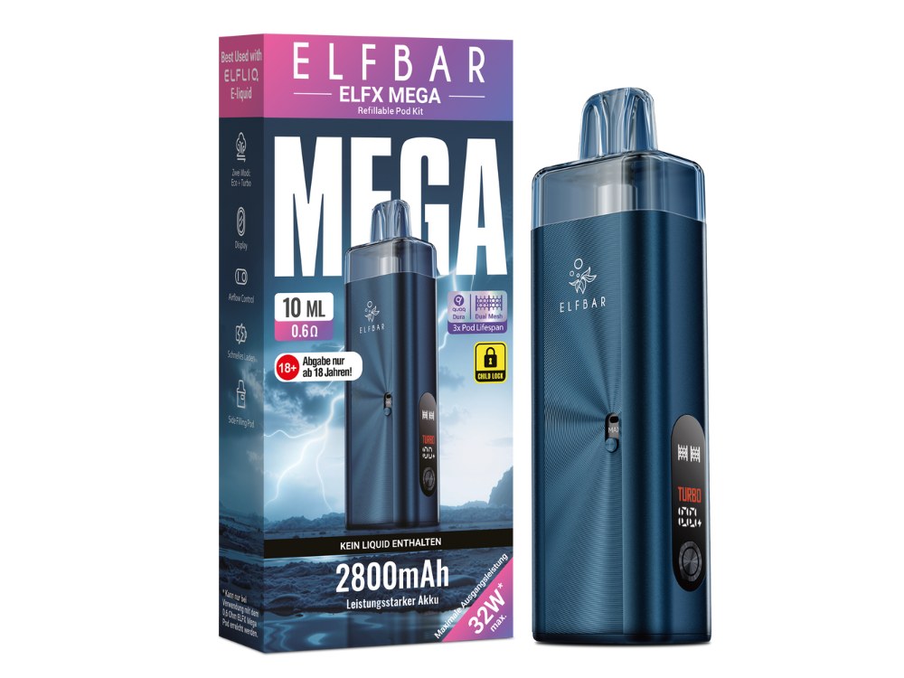 Elfbar ELFX Mega Pod Kit – E-Zigaretten Set mit 2800 mAh Akku und 10 ml Tank