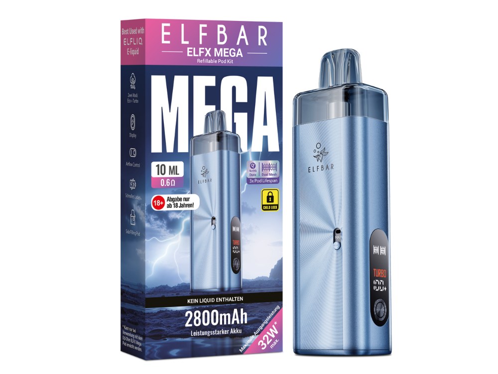 Elfbar ELFX Mega Pod Kit – E-Zigaretten Set mit 2800 mAh Akku und 10 ml Tank
