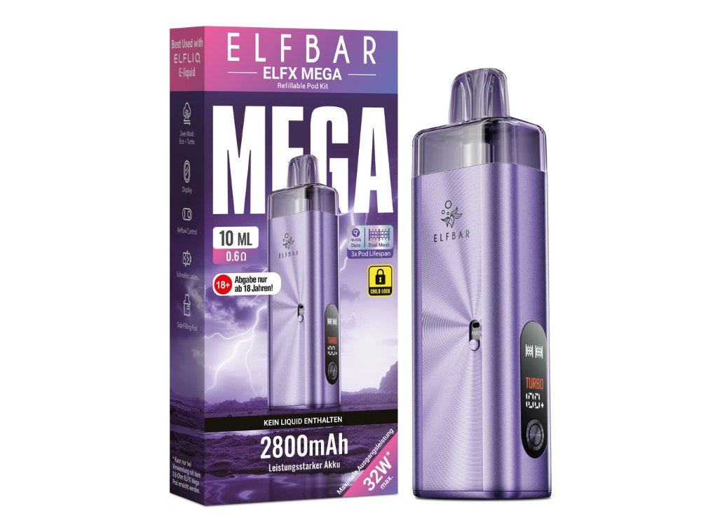 Elfbar ELFX Mega Pod Kit – E-Zigaretten Set mit 2800 mAh Akku und 10 ml Tank