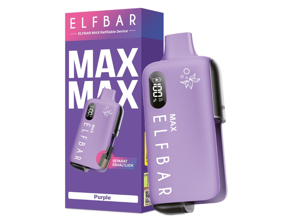 Elfbar Max E-Zigaretten Set mit 650mAh Akku, 1,5ml Tank, 0,8 Ohm Verdampfer & USB-C