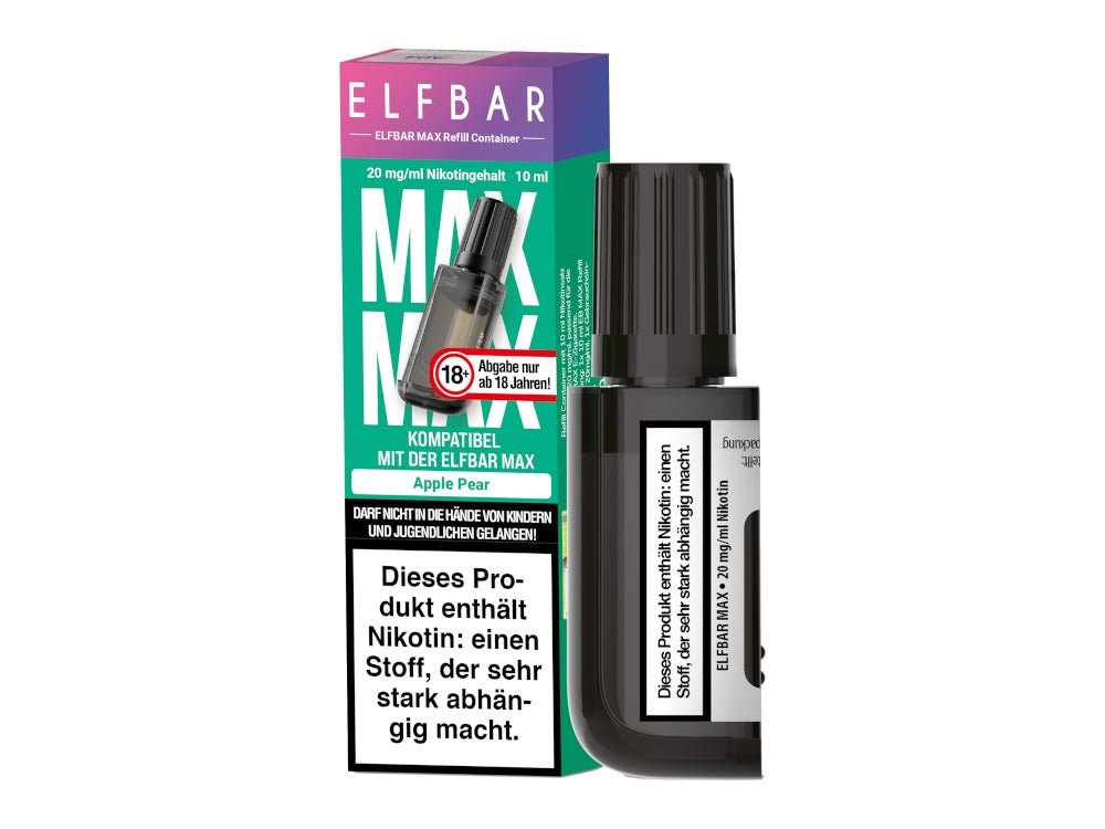 Elfbar Max Refill Container – 10 ml vorgefüllt mit Nikotinsalz Liquid in verschiedenen Geschmacksrichtungen (20 mg)ml