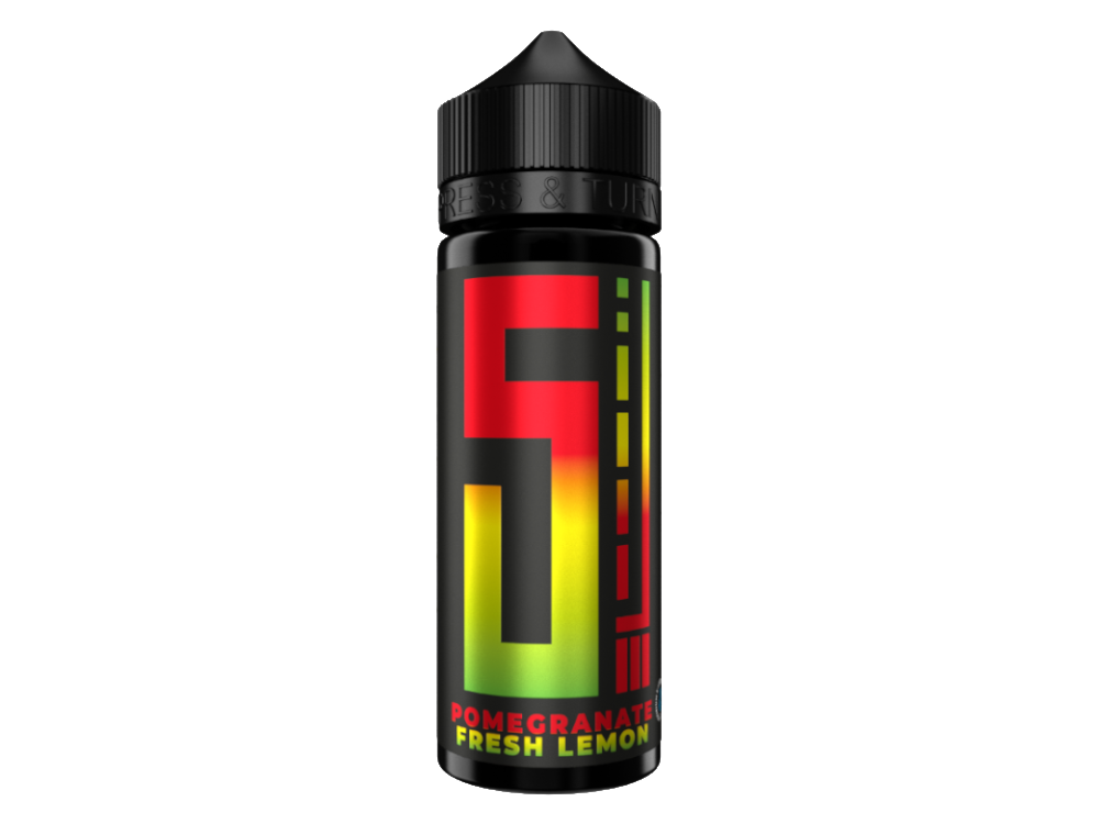 5EL - Longfills 10 ml - Pomegranate Fresh Lemon Aroma in einer 120ml Chubby Gorilla Flasche, ideal für E-Zigaretten und Verdampfer mit Geschmack nach Granatapfel und Zitrone.