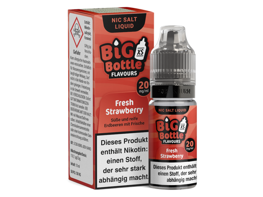 Big Bottle - Fresh Strawberry - Nikotinsalz Liquid: 10 ml Flasche mit frischem Erdbeergeschmack, erhältlich in 10 mg/ml und 20 mg/ml Nikotin, ideal für E-Zigaretten.