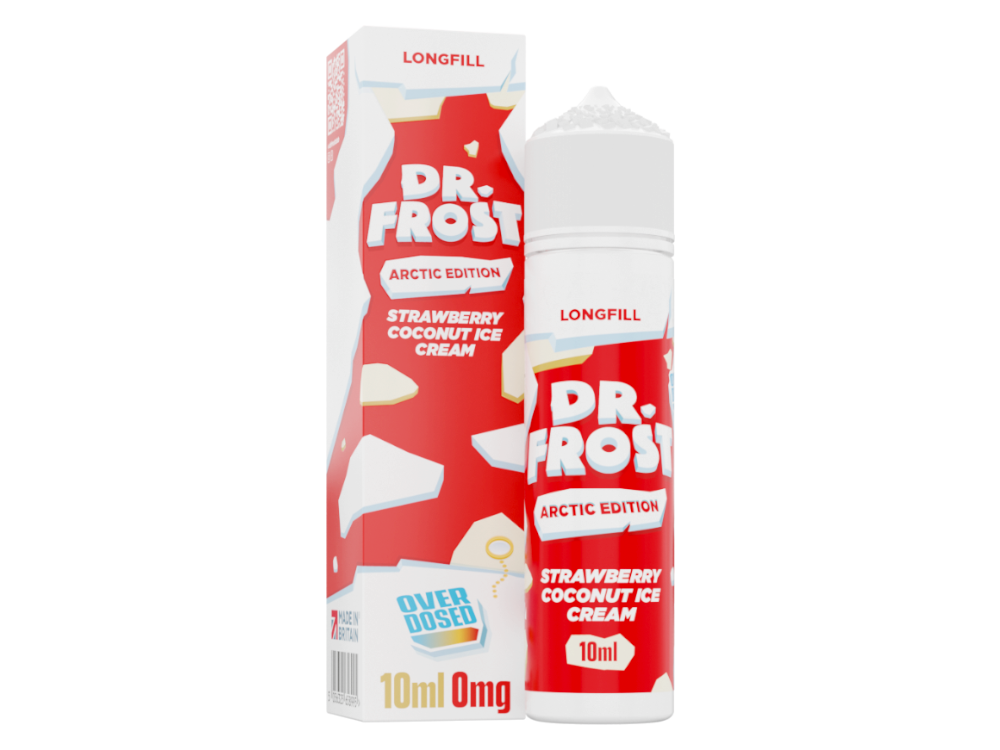 Dr. Frost - Arctic Edition - Aroma 10 ml - Strawberry Coconut Ice Cream, präsentiert in einer 60 ml Flasche mit fruchtigem Erdbeergeschmack und köstlicher Kokosnuss, ideal für Longfill-Mischungen.