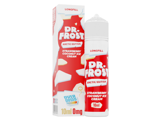 Dr. Frost - Arctic Edition - Aroma 10 ml - Strawberry Coconut Ice Cream, präsentiert in einer 60 ml Flasche mit fruchtigem Erdbeergeschmack und köstlicher Kokosnuss, ideal für Longfill-Mischungen.