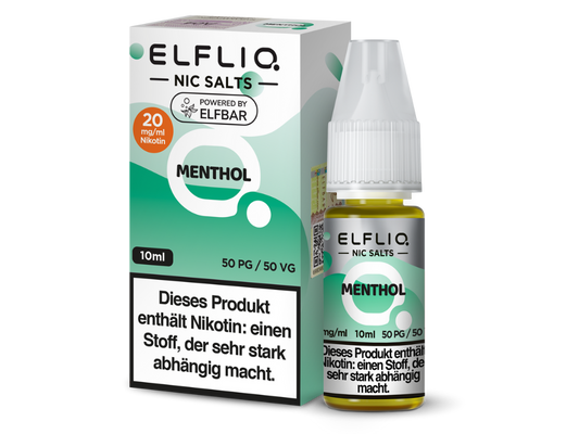 ELFLIQ Menthol Nikotinsalz Liquid in 10 ml Flasche mit 10 mg/ml Nikotin, erfrischender Mentholgeschmack für Dampfer.