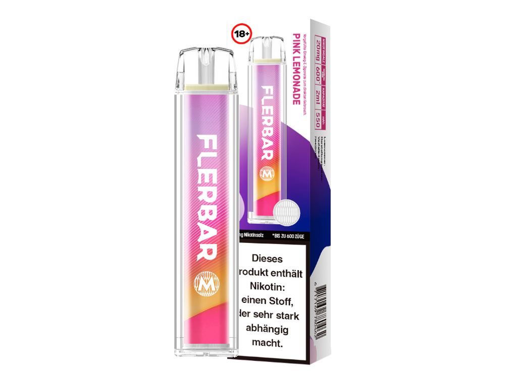 Flerbar - M Einweg E-Zigarette, die in einer modernen und attraktiven Verpackung präsentiert wird.