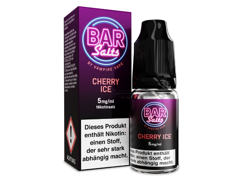 Vampire Vape Bar Salts Cherry Ice Nikotinsalz Liquid - 10 ml Flasche mit fruchtigem Kirschgeschmack und erfrischender Note.
