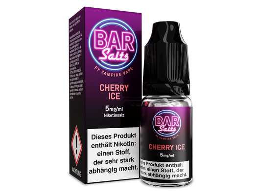 Vampire Vape Bar Salts Cherry Ice Nikotinsalz Liquid - 10 ml Flasche mit fruchtigem Kirschgeschmack und erfrischender Note.