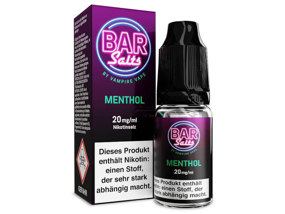 Vampire Vape Bar Salts Menthol - E-Zigaretten Liquid, erfrischender Mentholgeschmack, erhältlich in 10 ml Flasche.
