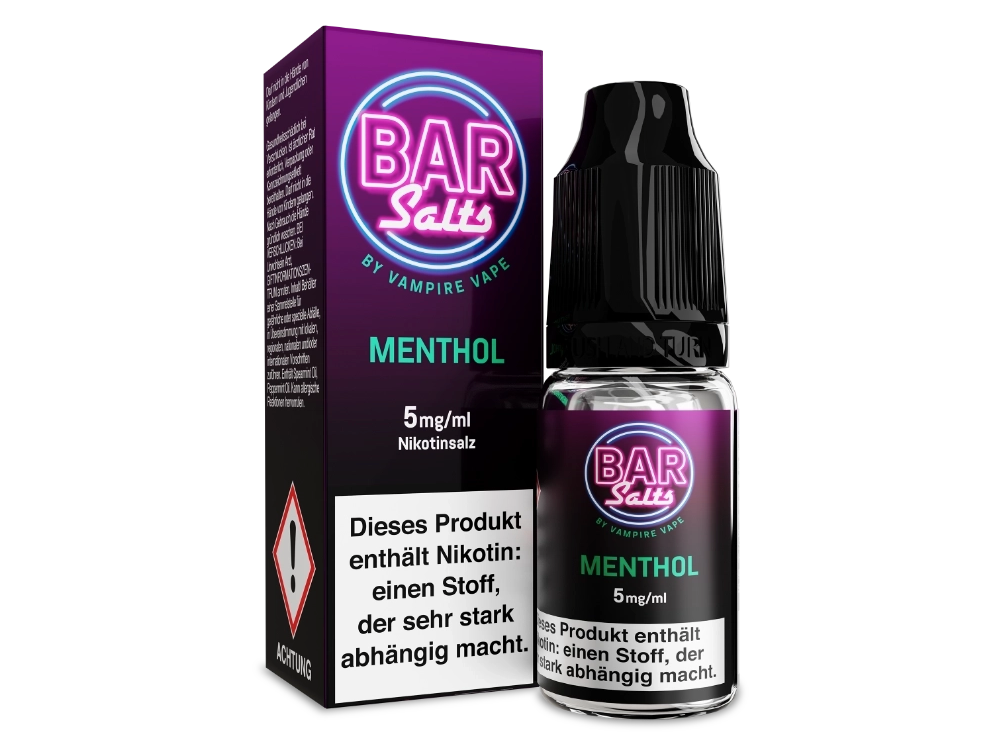 Vampire Vape Bar Salts Menthol - Nikotinsalz Liquid in 10 ml Flasche, ideal für E-Zigaretten, mit 5 mg, 10 mg oder 20 mg Nikotingehalt.