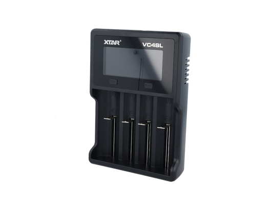 XTAR VC4SL Ladegerät mit VA LCD Farbdisplay für 4-Kanal Li-Ionen und Ni-MH/Ni-CD Akkus