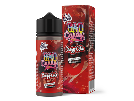 Bad Candy Aroma Crazy Cola 10ml: Ein hochdosiertes Aromakonzentrat für Dampfer, das den klassischen Geschmack von Cola, Limonen und Kirschen vereint.