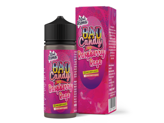 Bad Candy Aroma Raspberry Rage 10ml - Intensive Himbeer, Guave und Vanille Geschmacksnote in einer eleganten Flasche, ideal für E-Zigaretten und Verdampfer.
