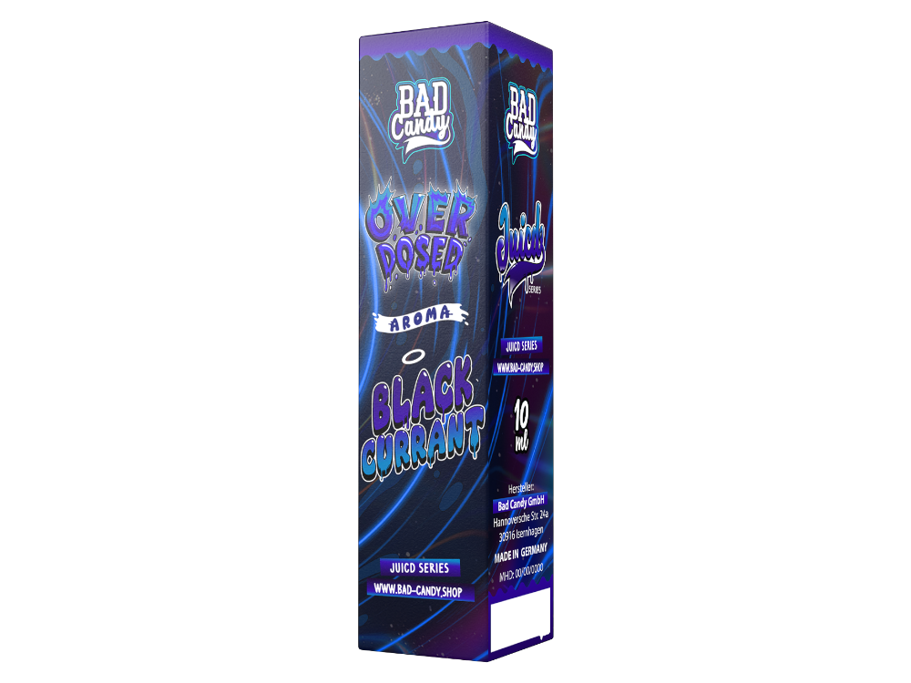 Bad Candy Liquids Juicd Longfills 10 ml - Aroma Schwarze Johannisbeere mit kühler Note in einer 60 ml Flasche, geeignet für persönliche Mischungen.