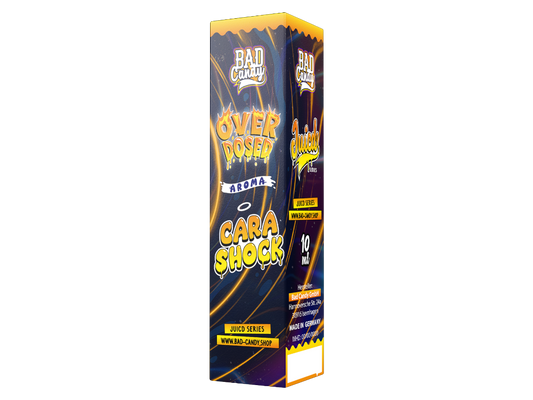 Bad Candy Liquids Juicd Longfills 10ml - Cara Shock Aroma Flasche, präsentiert aromatische Keks-, Karamell- und Schokoladennoten für ein einzigartiges Dampferlebnis.