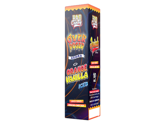 Bad Candy Liquids Juicd Longfills 10ml mit dem Aroma Orange Vanille Iced für E-Zigaretten, präsentiert in einer stilvollen Flasche, perfekt für individuelles Dampfen.