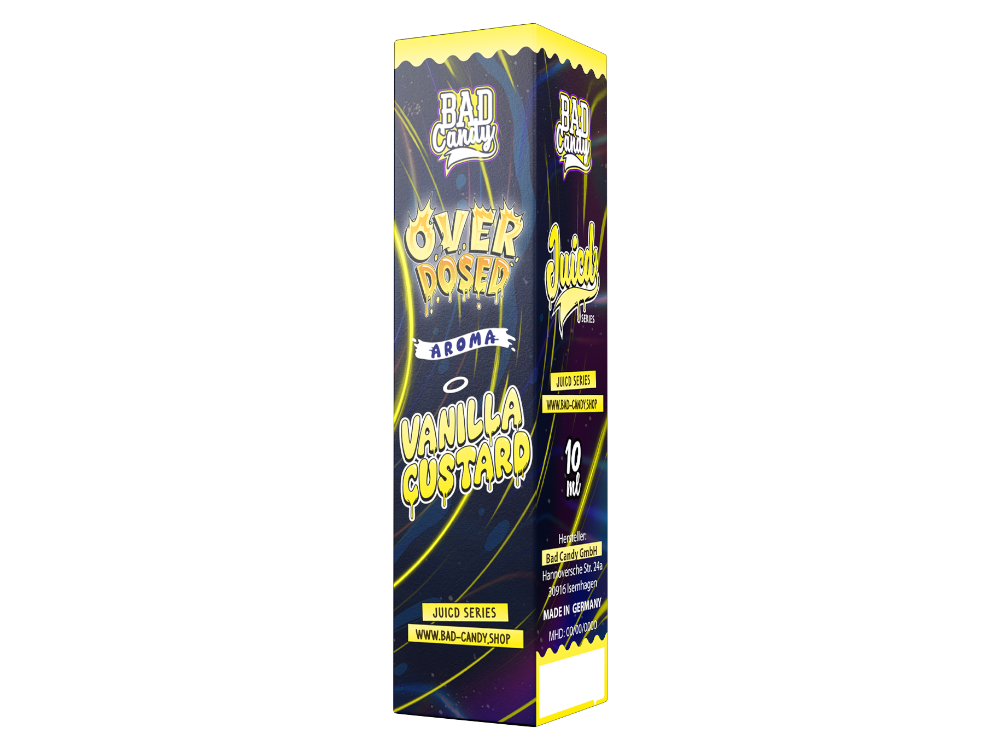 Bad Candy Liquids Juicd Longfills 10ml mit dem Geschmack von Overdosed Vanilla Custard in einer stilvollen Flasche, ideal zur Anpassung von E-Liquids für Dampfer.