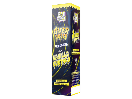 Bad Candy Liquids Juicd Longfills 10ml mit dem Geschmack von Overdosed Vanilla Custard in einer stilvollen Flasche, ideal zur Anpassung von E-Liquids für Dampfer.