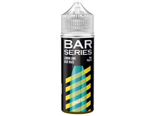 Bar Series - Longfills 10 ml - Lemon Lime Blue Razz in einer 120 ml Flüssigkeitsflasche; intensives Aromenmix von Zitrone, Limette und Himbeere, nikotinfrei, ideal für Dampfer.
