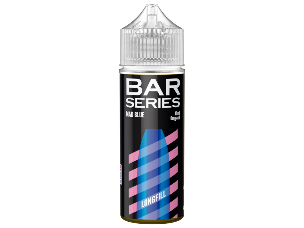 Das Mad Blue Aroma aus der Bar Series - Longfills 10 ml von RavenSmoke DE, ideal für Liebhaber von verschiedenen Beerengeschmäckern, verpackt in einer 120 ml Liquidflasche.