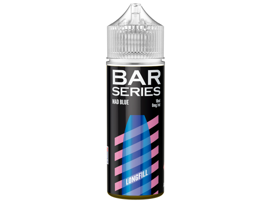 Das Mad Blue Aroma aus der Bar Series - Longfills 10 ml von RavenSmoke DE, ideal für Liebhaber von verschiedenen Beerengeschmäckern, verpackt in einer 120 ml Liquidflasche.