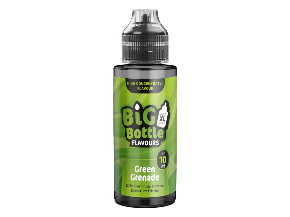Big Bottle Aroma Green Grenade 10 ml in einer 120 ml Flasche, verleiht den Geschmack von Kiwi und Kaktusfrucht mit frischem Aroma für Dampfer.