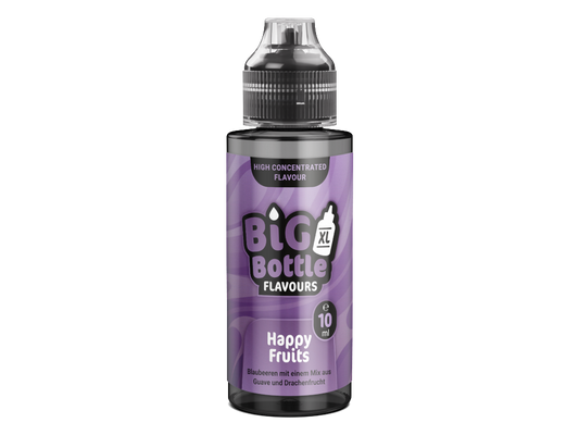 Happy Fruits Big Bottle - Longfills 10 ml mit dem Geschmack von Blaubeere, Guave, Drachenfrucht und Frische in einer 120 ml Flasche