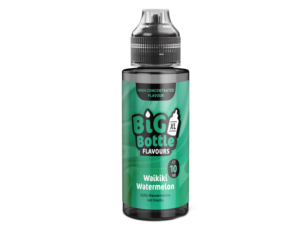 Big Bottle Longfills 10 ml Waikiki Watermelon - Aromatisiertes Liquid für Dampfer mit Wassermelonengeschmack und kühler Note, bereit zum Mischen für den perfekten Dampfgenuss.