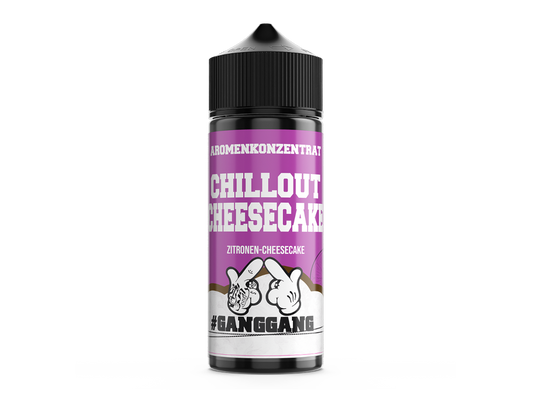 GangGang Aroma Chillout Cheesecake 10 ml, ein hochwertiges Aroma zum Vapen mit köstlichemgeschmack von Zitrone und Käsekuchen.