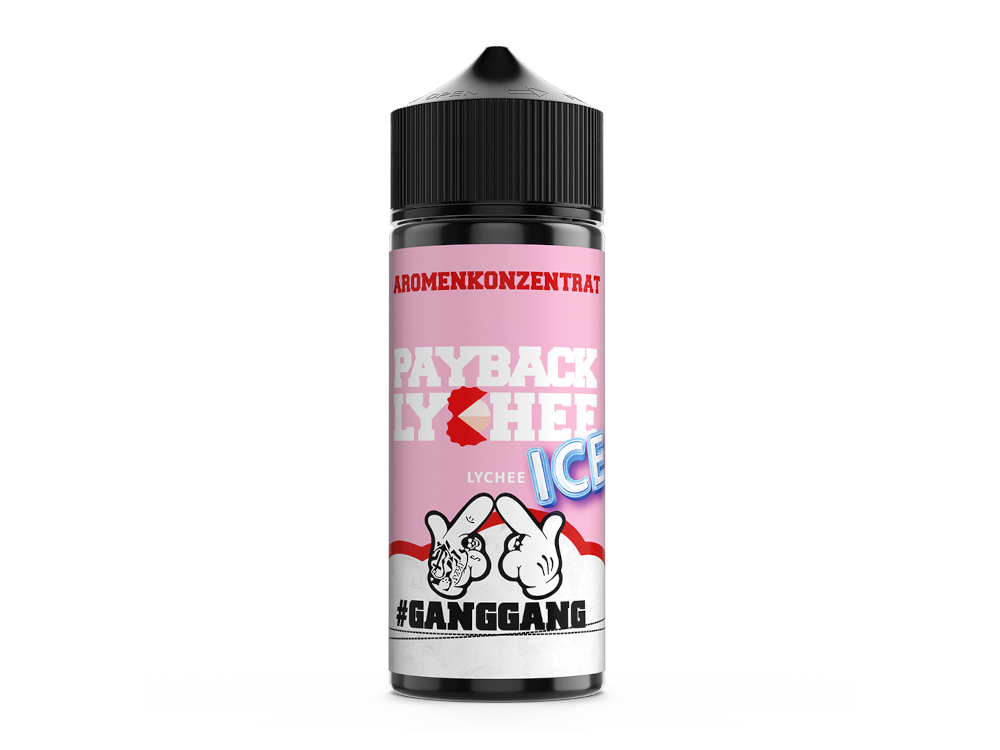 GangGang Aroma Payback Lychee Ice 10 ml - Hochkonzentriertes Dampfaroma mit fruchtigem Litschi-Geschmack und kühler Note, ideal für Vaping Enthusiasten in einer 120 ml Flasche.
