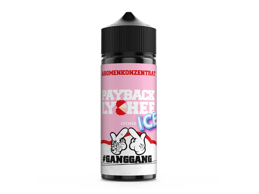 GangGang Aroma Payback Lychee Ice 10 ml - Hochkonzentriertes Dampfaroma mit fruchtigem Litschi-Geschmack und kühler Note, ideal für Vaping Enthusiasten in einer 120 ml Flasche.