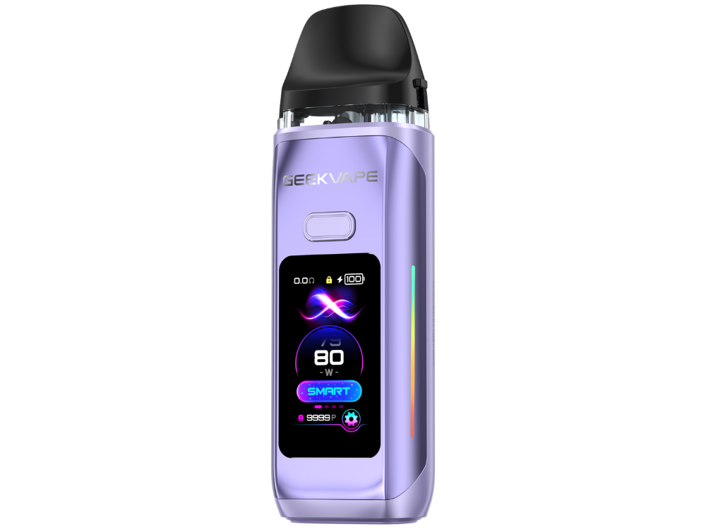 Nahaufnahme des GeekVape - Digi Max E-Zigaretten Sets, das die Kontrollknöpfe und den Lock-Button präsentiert.