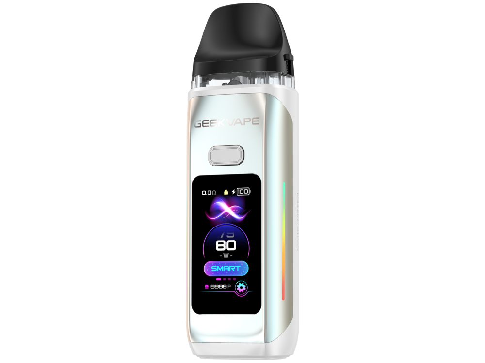 Detailansicht des GeekVape - Digi Max E-Zigaretten Sets, das die RGB-LED-Beleuchtung zeigt.