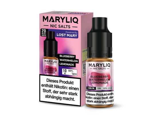 MARYLIQ Nikotinsalz Liquid Blueberry Watermelon Lemonade in einer 10 ml Flasche, erfrischender Blaubeer- und Wassermelengeschmack für Dampfer.